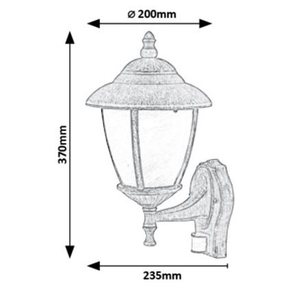 Rabalux - Lauko sieninis šviestuvas su jutikliu 1xE27/60W/230V IP43 auksinis