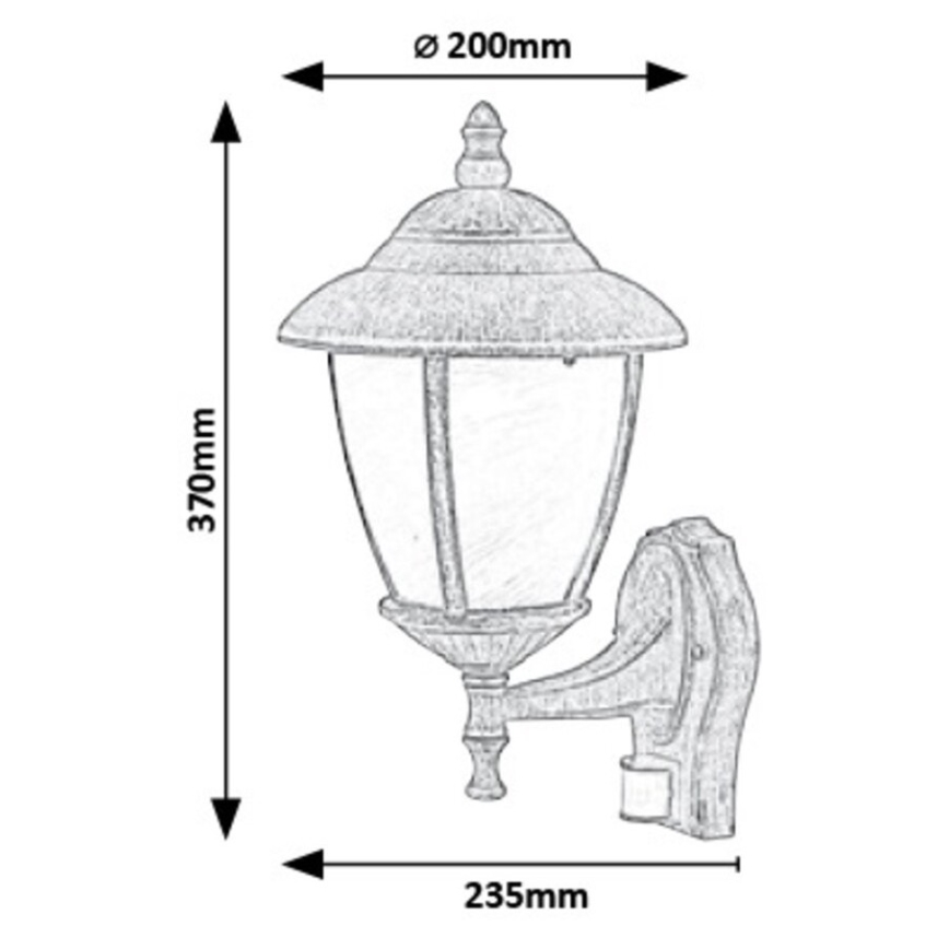 Rabalux - Lauko sieninis šviestuvas su jutikliu 1xE27/60W/230V IP43 auksinis