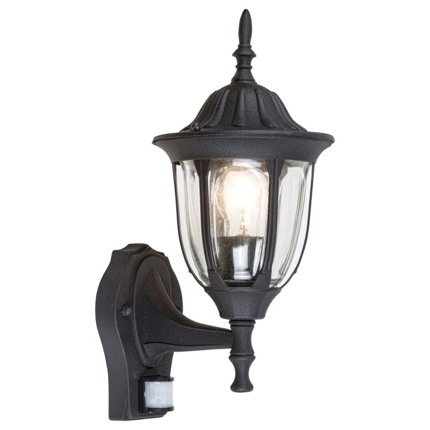 Rabalux - Lauko sieninis šviestuvas su jutikliu 1xE27/60W/230V IP43 juoda