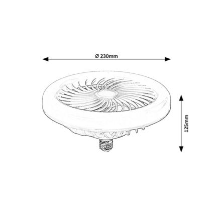 Rabalux - reguliuojama LED lemputė su ventiliatoriumi SMD E27/16W/230V 3000-6500K + nuotolinis valdymas