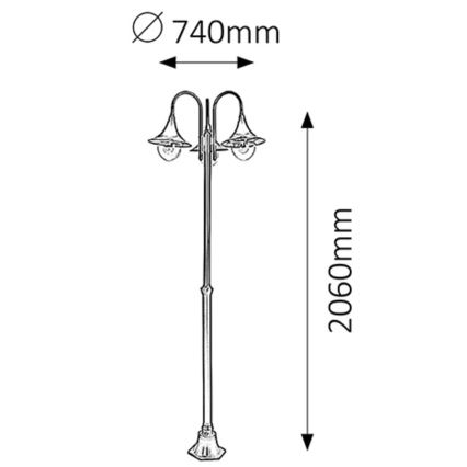 Rabalux - Lauko šviestuvas 3xE27/100W/230V IP44 206 cm