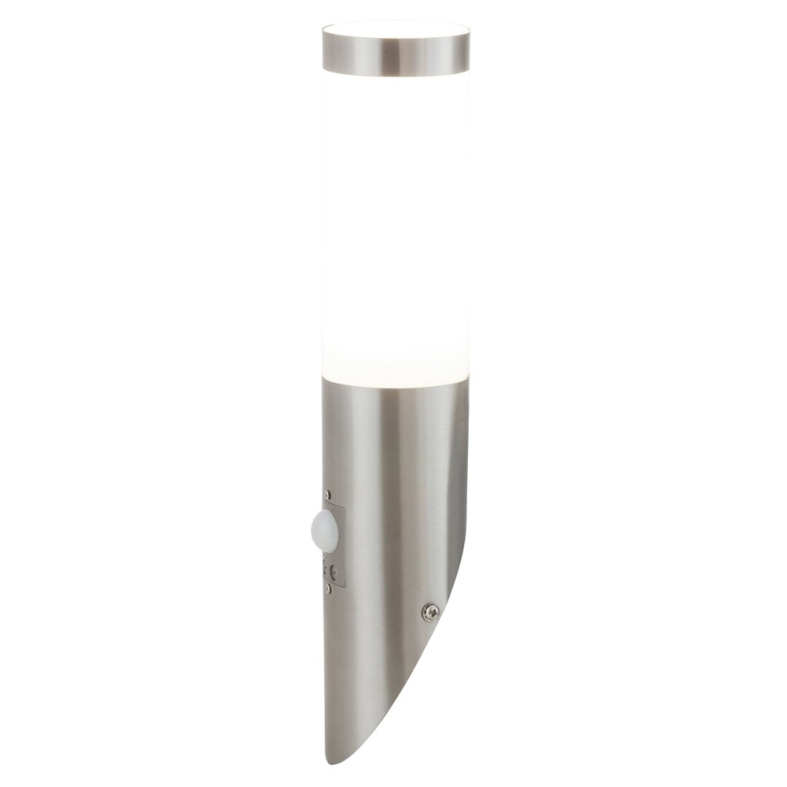Rabalux 8266 - Sieninis lauko šviestuvas su jutikliu INOX žibintas 1xE27/25W/230V
