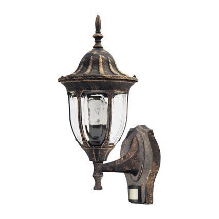 Rabalux - Lauko sieninis šviestuvas su judesio jutikliu 1xE27/60W/230V IP43 auksinis/patinuotas/juodas