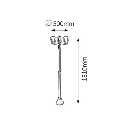 Rabalux - Lauko šviestuvas 3xE27/60W/230V IP44 1,81 m
