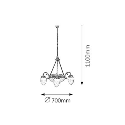 Rabalux 8633 - Sietynas ant grandinės ANNABELLA 3xE14/40W+2xE27/60W