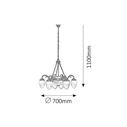 Rabalux 8636 - Sietynas ant grandinės ANNABELLA 6xE14/40W+2xE27/60W
