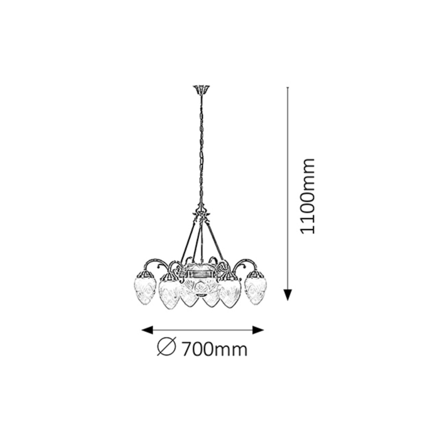 Rabalux 8636 - Sietynas ant grandinės ANNABELLA 6xE14/40W+2xE27/60W