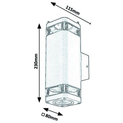 Rabalux - Lauko sieninis šviestuvas 2xGU10/25W/230V IP44 juoda