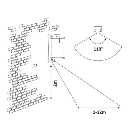 Rabalux - Lauko sieninis šviestuvas su jutikliu 1xE27/60W/230V IP44