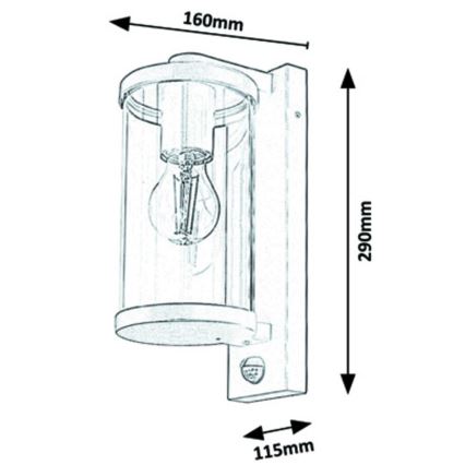 Rabalux - Lauko sieninis šviestuvas su jutikliu 1xE27/60W/230V IP44