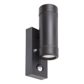 Rabalux - Lauko sieninis šviestuvas su jutikliu 2xGU10/10W/230V juodas IP44