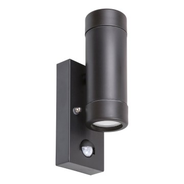 Rabalux - Lauko sieninis šviestuvas su jutikliu 2xGU10/10W/230V juodas IP44