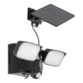 Rabalux - LED saulės energija maitinamas lanksčias sieninis šviestuvas su jutikliu ir išorine plokšte 2xLED/5W/3,7V IP54 juodas 600 mAh