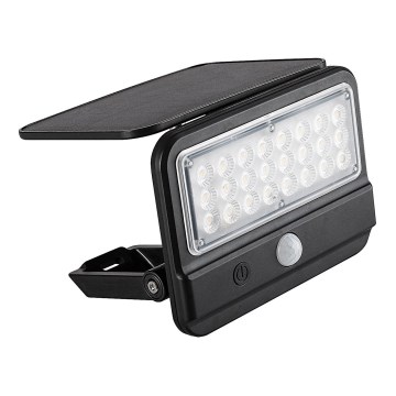 Rabalux - LED saulės energija maitinamas sieninis šviestuvas su jutikliu LED/7W/3,7V IP54 juodas 3000 mAh