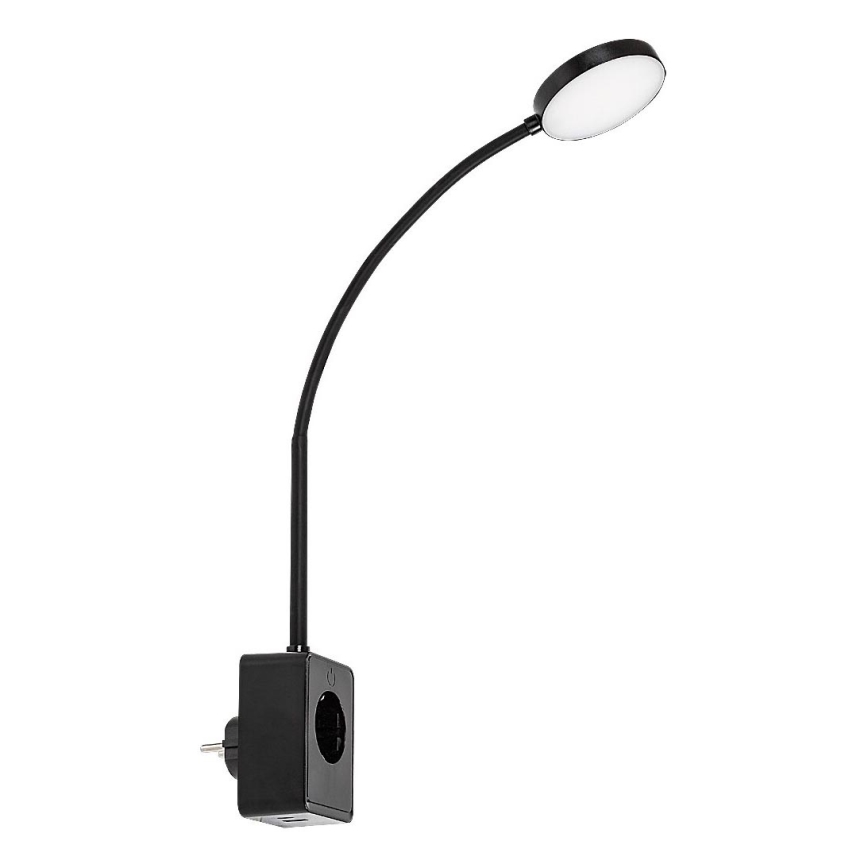 Rabalux - reguliuojama LED sieninė lempa LED/4W/230V su USB prievadu, kištukinė, juoda