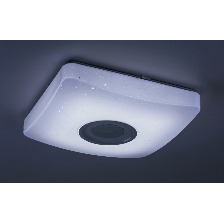 Rabalux - LED RGB reguliuojamo ryškumo lubinis šviestuvas su garsiakalbiu LED/18W/230V 3000-6000K Bluetooth + nuotolinio valdymo pultas 36,5x36,5 cm