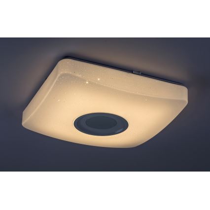 Rabalux - LED RGB reguliuojamo ryškumo lubinis šviestuvas su garsiakalbiu LED/18W/230V 3000-6000K Bluetooth + nuotolinio valdymo pultas 36,5x36,5 cm
