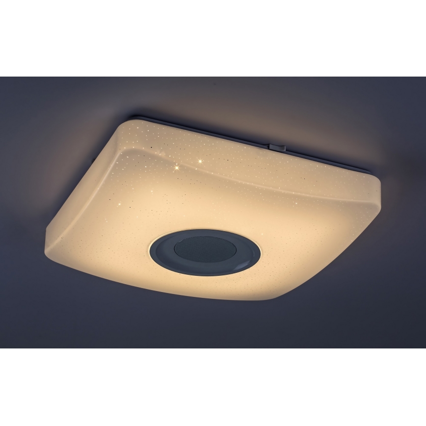 Rabalux - LED RGB reguliuojamo ryškumo lubinis šviestuvas su garsiakalbiu LED/18W/230V 3000-6000K Bluetooth + nuotolinio valdymo pultas 36,5x36,5 cm