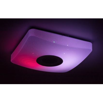 Rabalux - LED RGB reguliuojamo ryškumo lubinis šviestuvas su garsiakalbiu LED/18W/230V 3000-6000K Bluetooth + nuotolinio valdymo pultas 36,5x36,5 cm