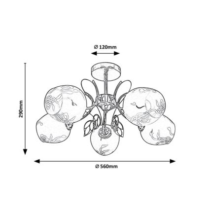 Rabalux - Sietynas ant stulpo 5xE27/40W/230V