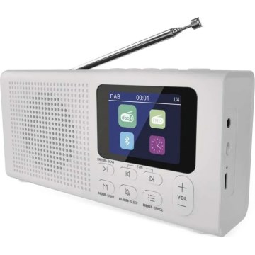 Radija DAB DAB+ FM 3W/5V/4xAA balta