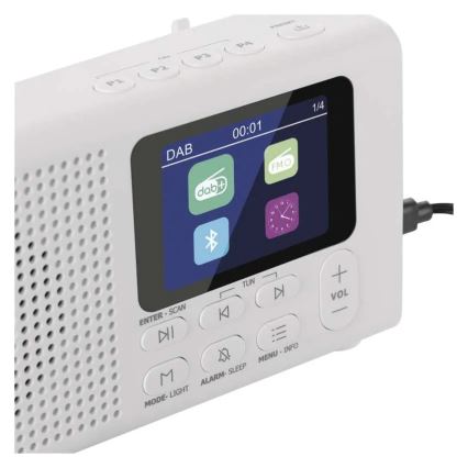 Radija DAB DAB+ FM 3W/5V/4xAA balta