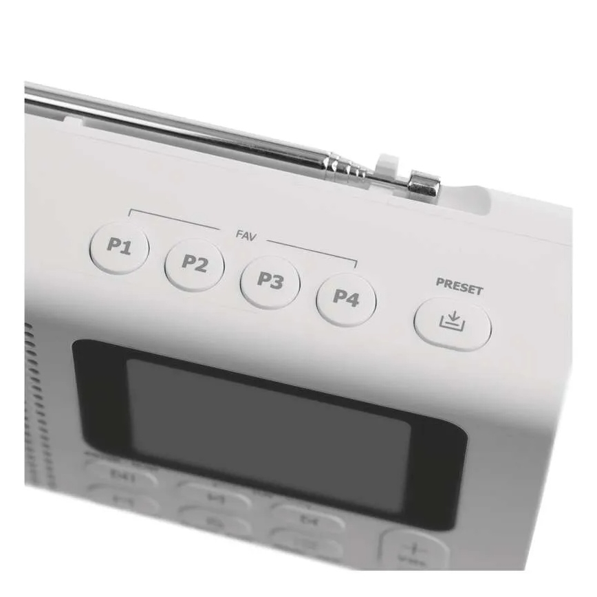 Radija DAB DAB+ FM 3W/5V/4xAA balta