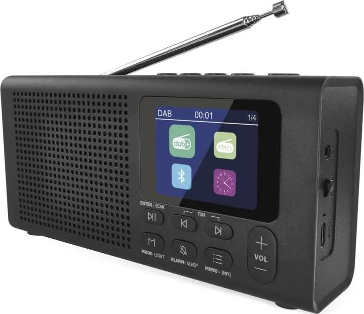 Radija DAB DAB+ FM 3W/5V/4xAA juoda