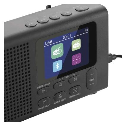 Radija DAB DAB+ FM 3W/5V/4xAA juoda