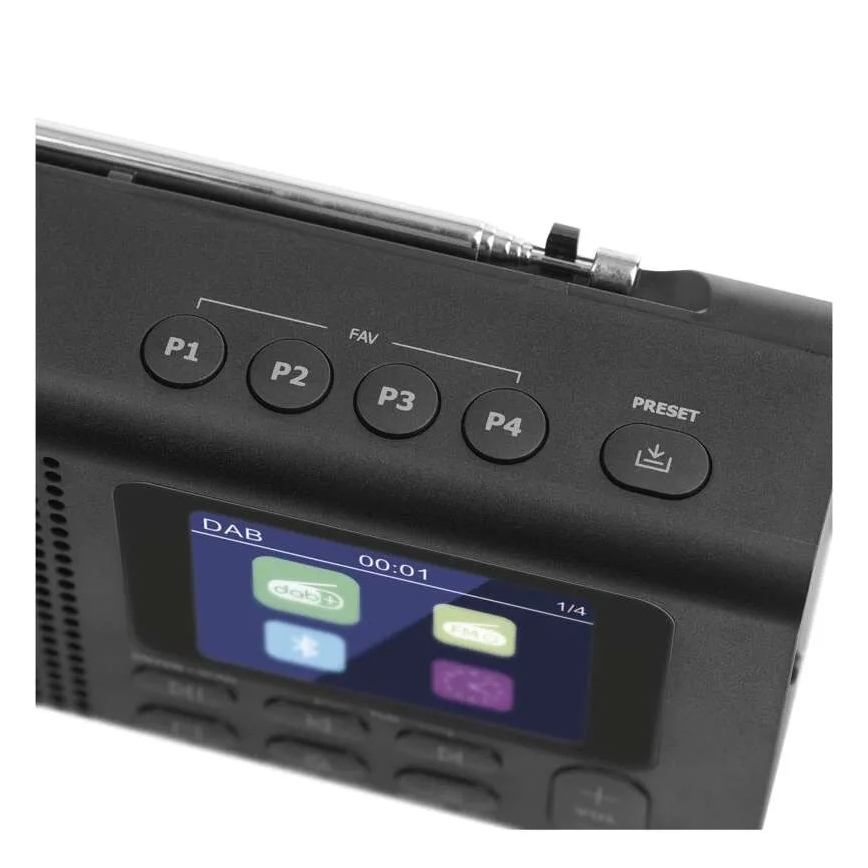 Radija DAB DAB+ FM 3W/5V/4xAA juoda