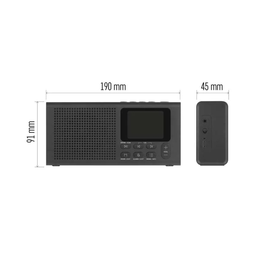 Radija DAB DAB+ FM 3W/5V/4xAA juoda