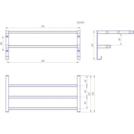 Rankšluosčių džiovintuvas ant vonios radiatoriaus HF SHEFFIELD 52x25,6 cm juodas