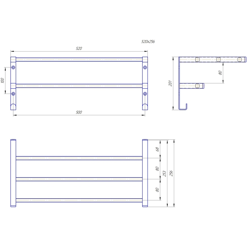 Rankšluosčių džiovintuvas ant vonios radiatoriaus HF SHEFFIELD 52x25,6 cm juodas