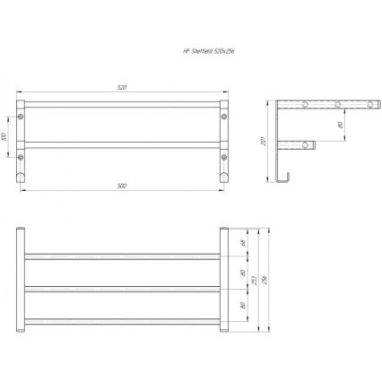 Rankšluosčių džiovintuvas prie vonios radiatoriaus HF SHEFFIELD 52x25,6 cm baltas