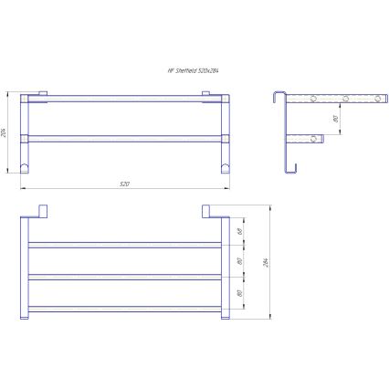 Rankšluosčių laikiklis prie vonios radiatoriaus HF SHEFFIELD 52x28,4 cm juodas