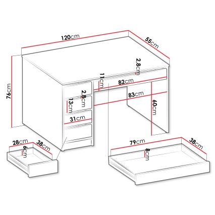 Rašomasis stalas ADA 76x120 cm kašmyro spalvos