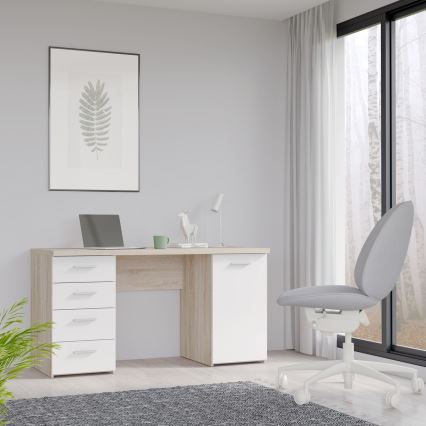 Rašomasis stalas ARENO baltas/sonoma ąžuolas
