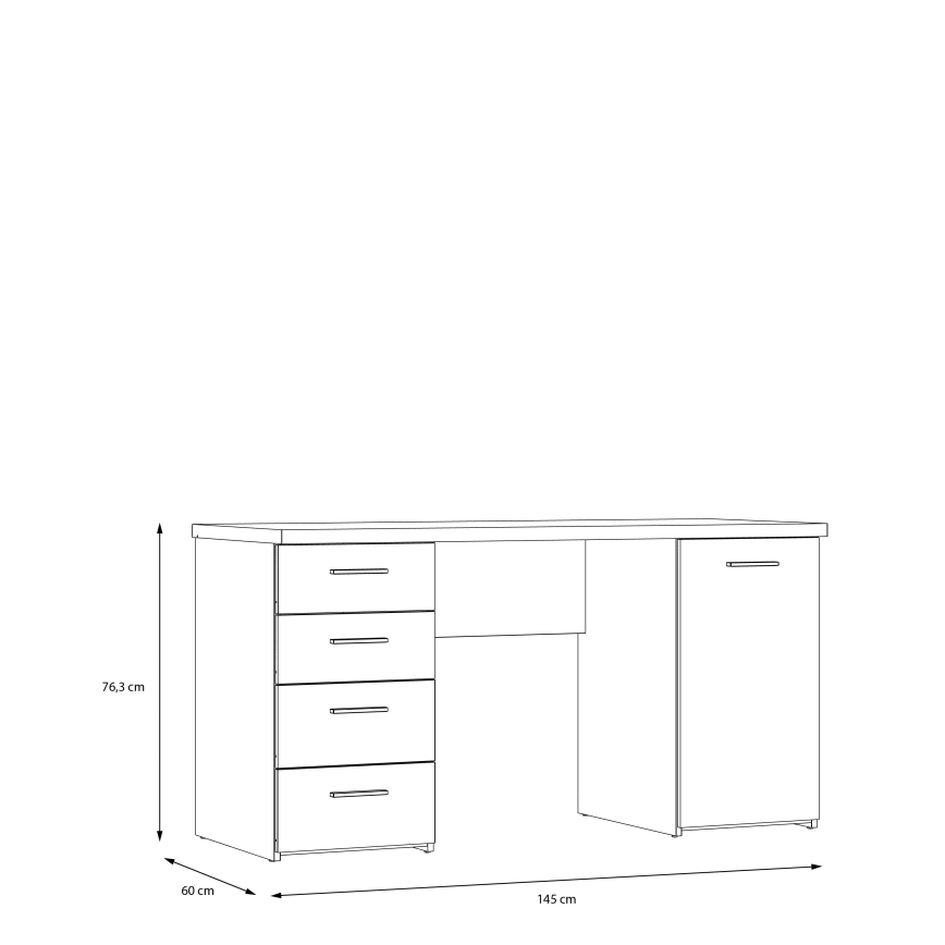Rašomasis stalas ARENO baltas/sonoma ąžuolas