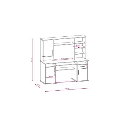 Rašomasis stalas ELIAN su lentyna, sonoma ąžuolas/baltas