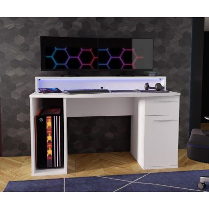 Rašomasis stalas IVAR su integruotu apšvietimu, baltas