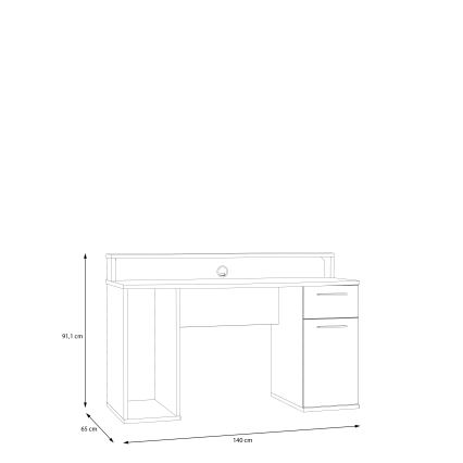 Rašomasis stalas IVAR su integruotu apšvietimu, baltas
