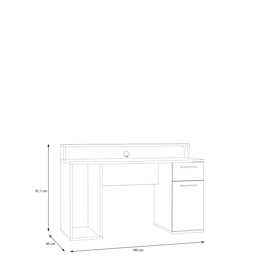 Rašomasis stalas IVAR su integruotu apšvietimu, baltas