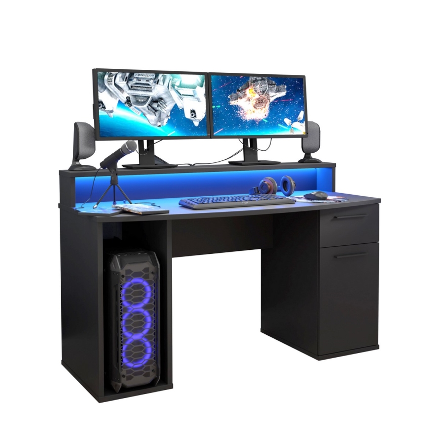 Rašomasis stalas su apšvietimu IVAR, juodas