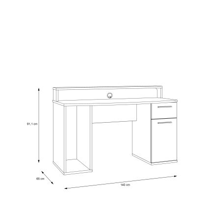 Rašomasis stalas su apšvietimu IVAR, juodas