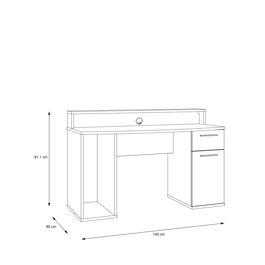 Rašomasis stalas su apšvietimu IVAR, juodas