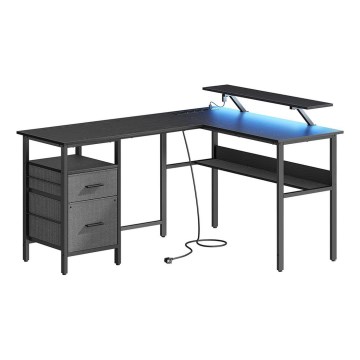Rašomasis stalas su apšvietimu SOLEA-X ruda/juoda