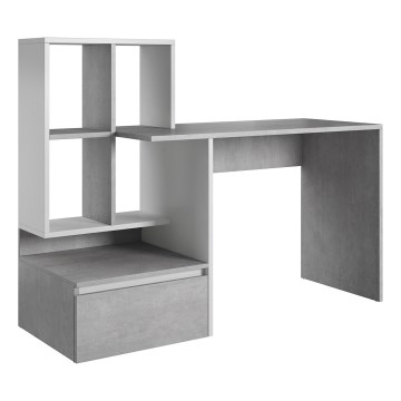 Rašomasis stalas su lentyna MARLO betono pilka/balta