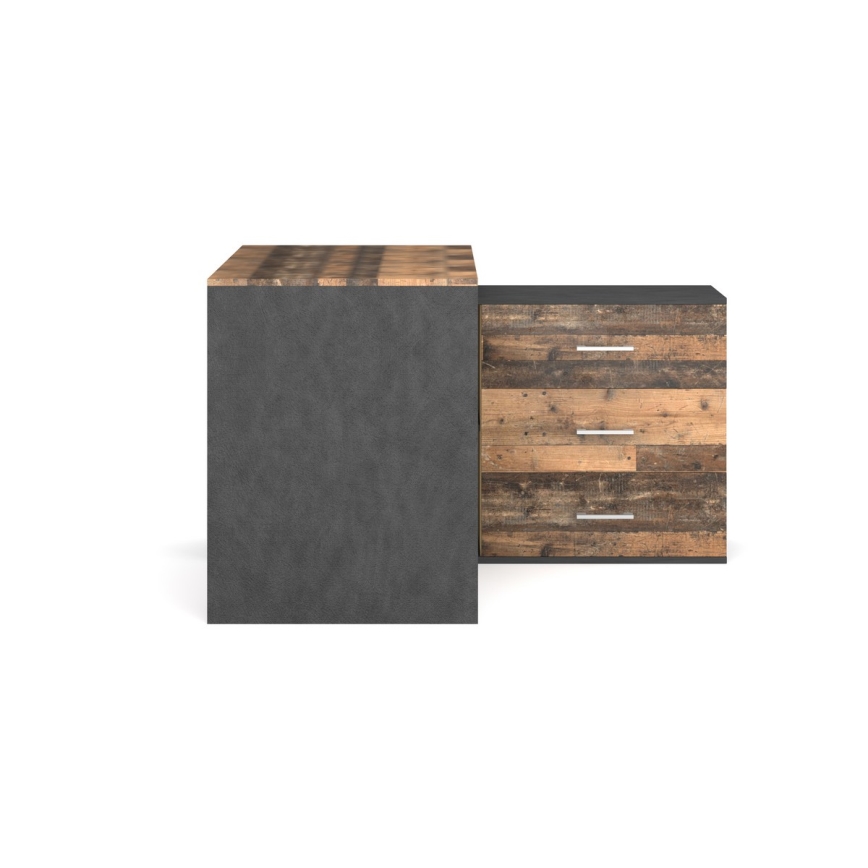 Rašomasis stalas su stalčiais ir universaliu kampu (dešinė/kairė) JULES ruda/juoda