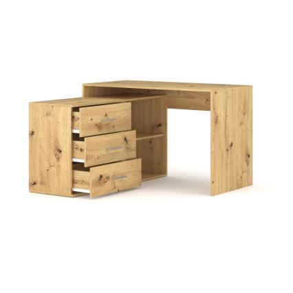 Rašomasis stalas su stalčiais ir universaliu kampu (kairė/dešinė) JULES, ąžuolas Artisan