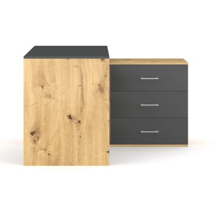 Rašomasis stalas su stalčiais ir universaliu kampu P/L JULES ąžuolas artisan/antracitas
